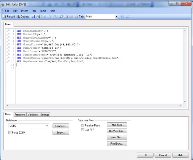 window of edit Script